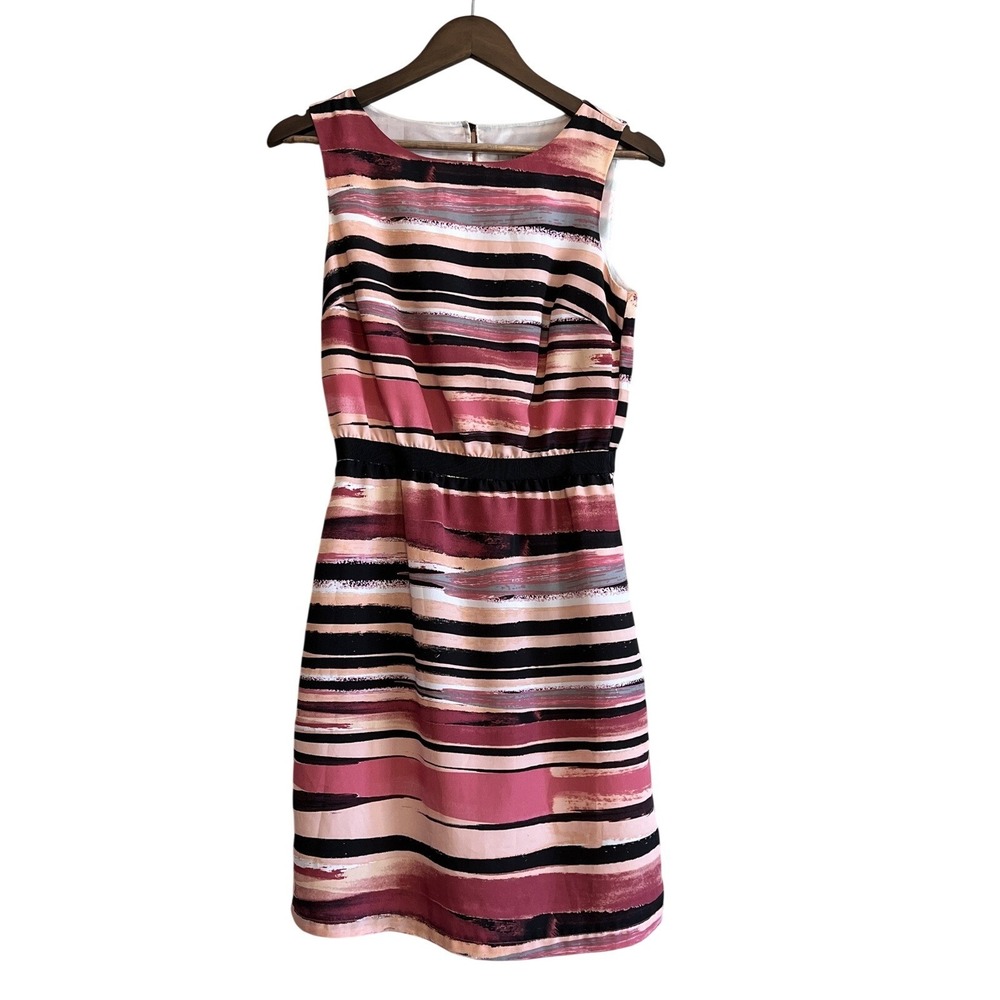 Ann Taylor Loft‎ Dress Pink Stripe Lightweight Sleeveless Size XS Career Cute!